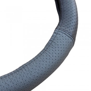 Husa Volan Piele Naturala Perforata Gri 37-39 Cm Mega Drive