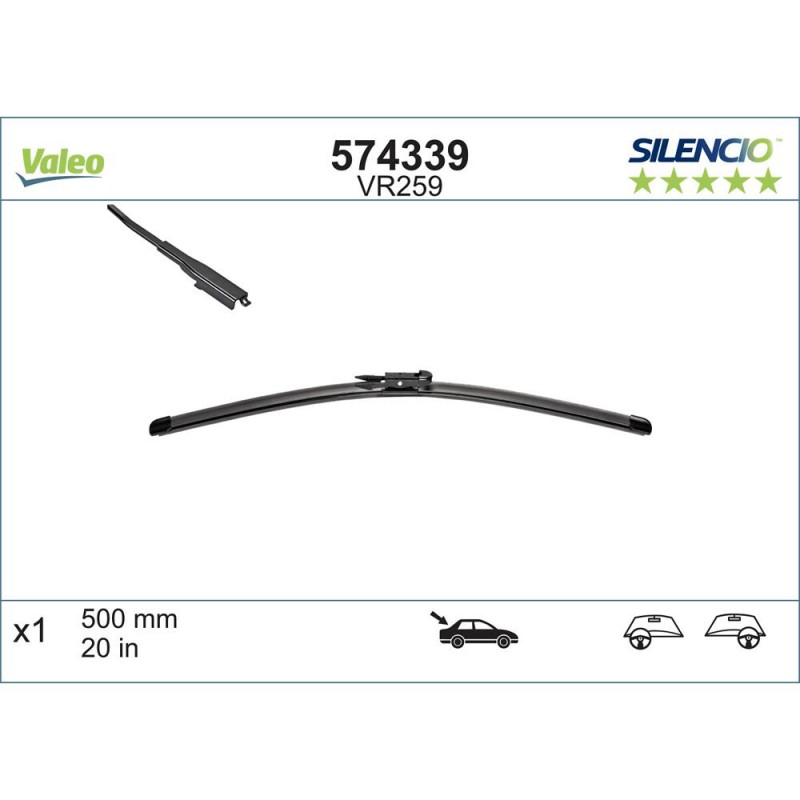 Stergator Luneta Valeo Silencio Flat 500 Mm Vr259