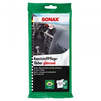 Servetele Umede Auto Pentru Suprafetele Din Plastic, Cu Efect Lucios, Set 10 Buc Sonax