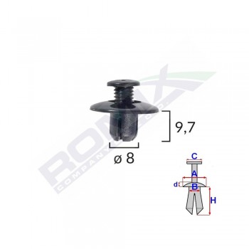 Clips Fixare Pentru Mazda/Toyota 8X9.7Mm - Negru Set 10 Buc