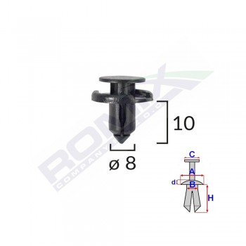 Clips Fixare Pentru Nissan/Toyota/Lexus/Suzuki 8X10Mm - Negru Set 10 Buc