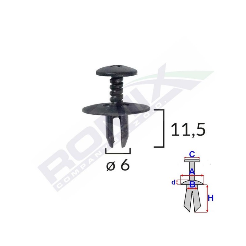 Clips Fixare Pentru Bmw Mini 6X11.5Mm - Negru Set 10 Buc