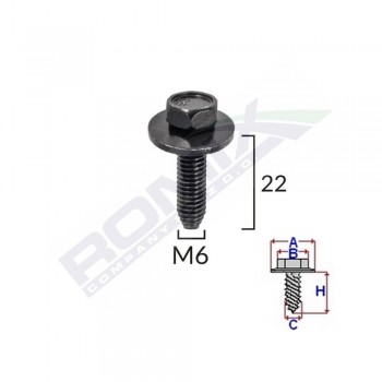 Surub Fixare Elemente Exterior Pentru Peugeot, Citroen 6X22Mm Set 5 Buc