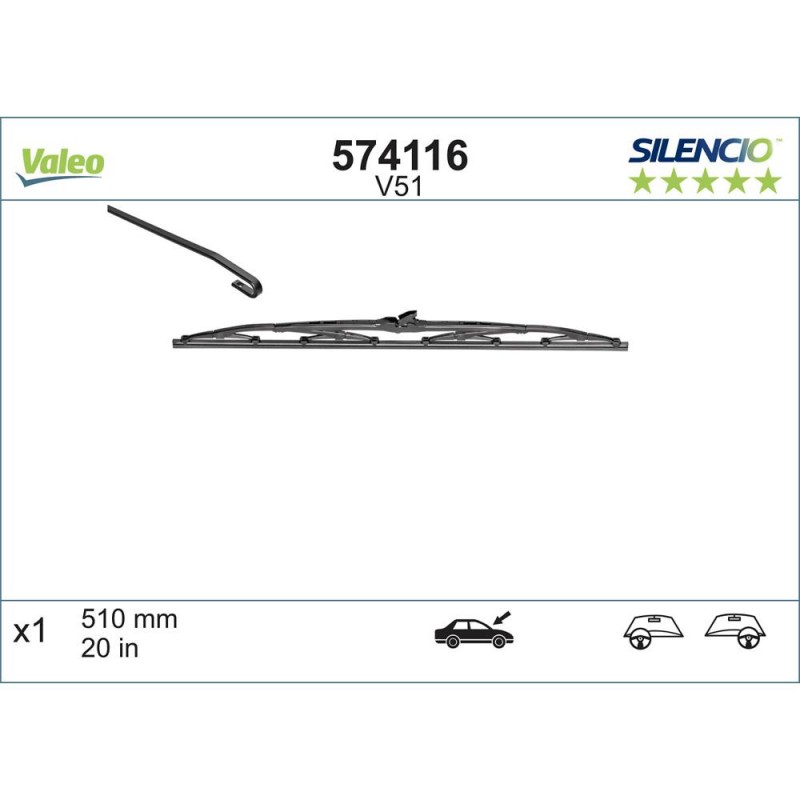 Stergator Valeo Silencio Conventional Standard 510 Mm V51